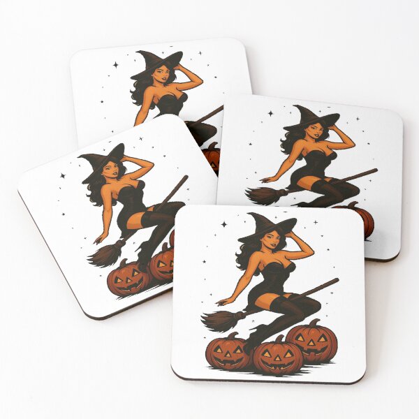 Item preview, Sexy Witch on a Broom with Pumpkins - Halloween Magic designed and sold by UbraNeon.