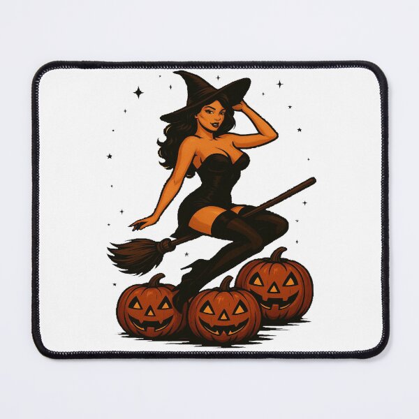 Item preview, Sexy Witch on a Broom with Pumpkins - Halloween Magic designed and sold by UbraNeon.