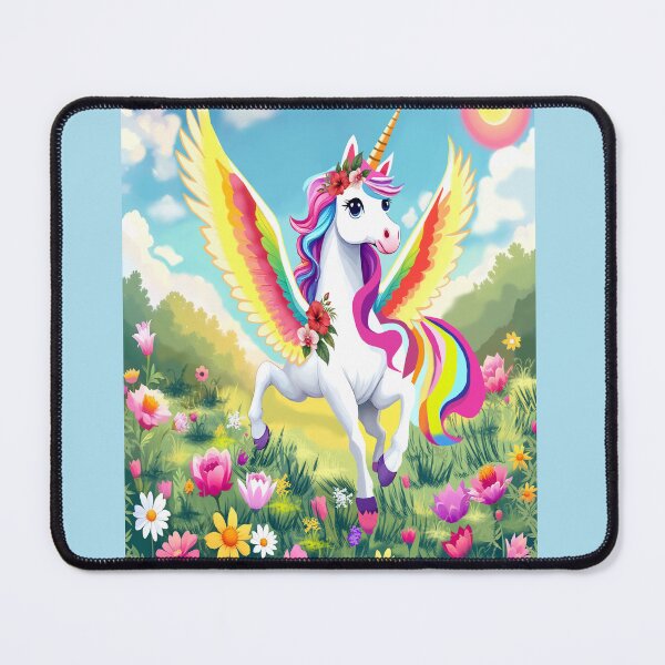 Item preview, A winged unicorn on a rainbow magical cyber meadow is a fantasy tale from Felia for a children's T-shirt designed and sold by Felia001.