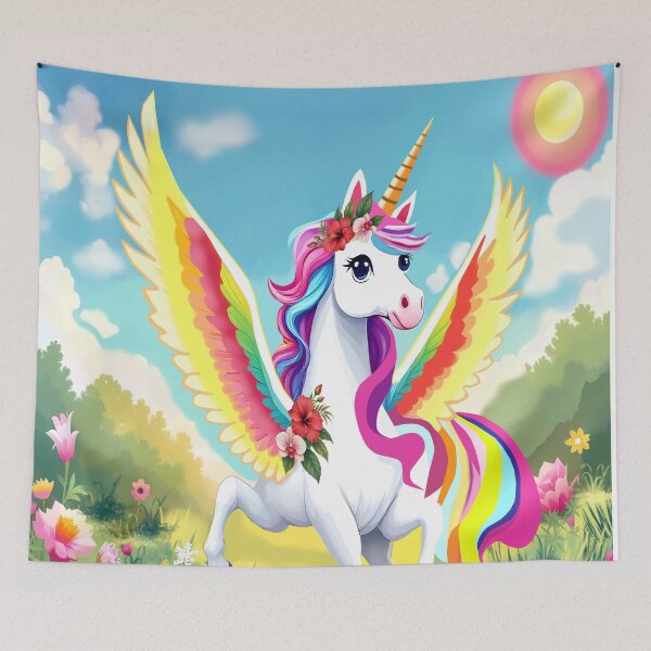 Item preview, A winged unicorn on a rainbow magical cyber meadow is a fantasy tale from Felia for a children's T-shirt designed and sold by Felia001.