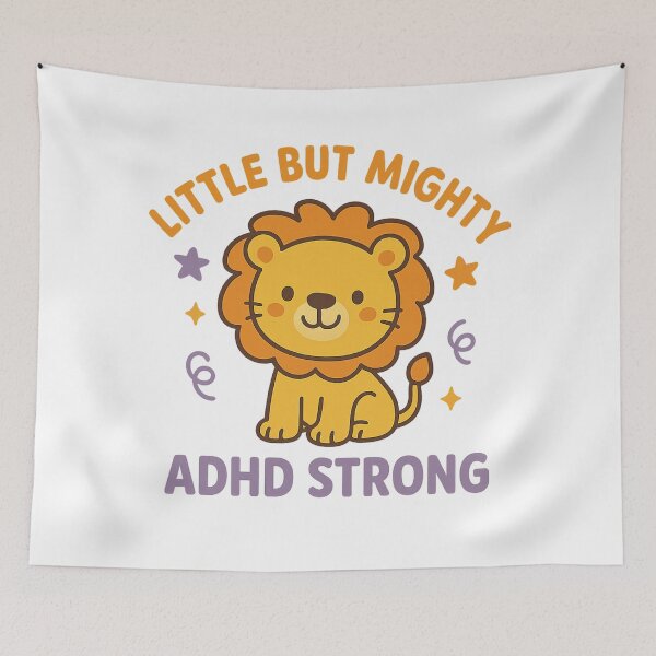 Item preview, Little But Mighty ADHD Strong–Cute Lion ADHD Awareness Kids Design designed and sold by MomParentADHD.