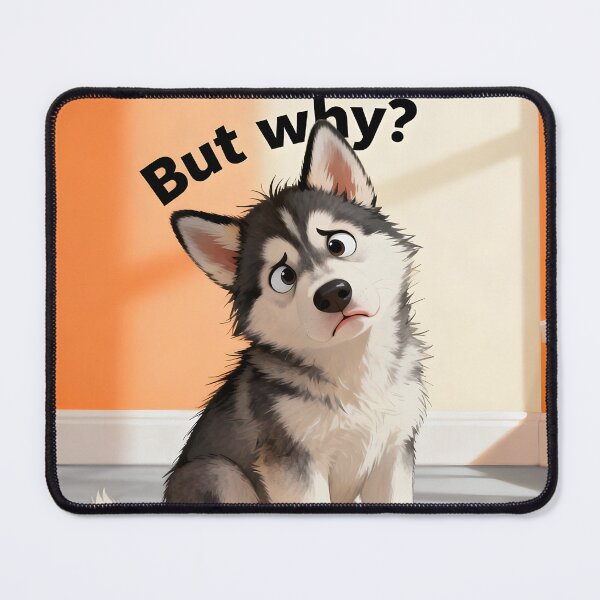 Item preview, But Why? – Adorable Husky Puppy with Curious Eyes designed and sold by Buttonquill.