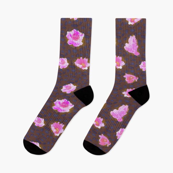Item preview,  Pink Peonies floating on dark brown and painterly purple designed and sold by LilyB-Designs.
