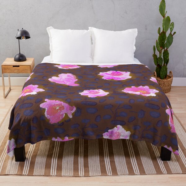 Item preview, Pink Peonies floating on dark brown and painterly purple designed and sold by LilyB-Designs.