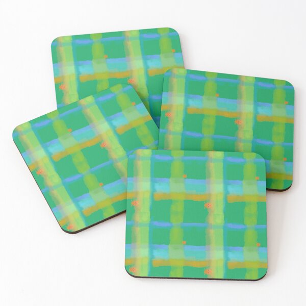 Item preview, Green, Blue Watercolor Tartan with Lady-Bugs designed and sold by LilyB-Designs.