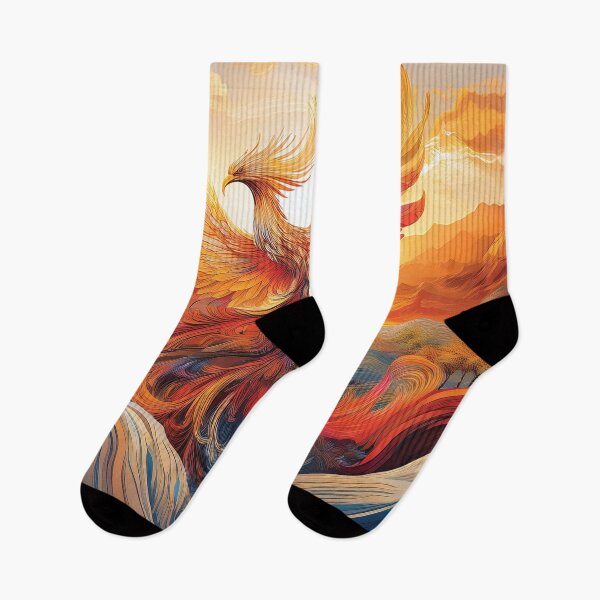 Item preview, Fiery Phoenix Rising – Abstract Bird of Rebirth in Golden Sunset designed and sold by MDKey DESIGN.