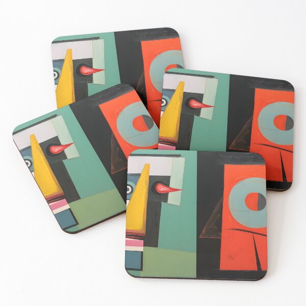 Item preview, Abstract Faces with Distinct Geometric Shapes Featuring Rectangles Triangles and Circular Forms designed and sold by OlfactoART Studio.