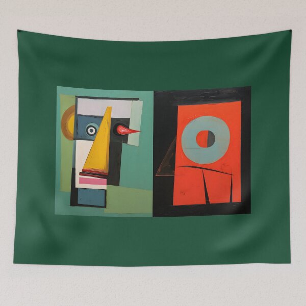 Item preview, Abstract Faces with Distinct Geometric Shapes Featuring Rectangles Triangles and Circular Forms designed and sold by OlfactoART Studio.