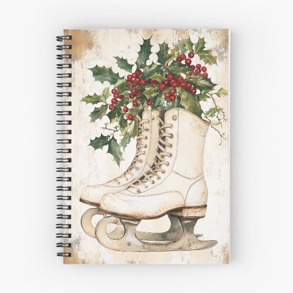 Item preview, Vintage Christmas Ice Skates with Holly Berries – Rustic Winter Holiday Art Print designed and sold by Gino By Design.