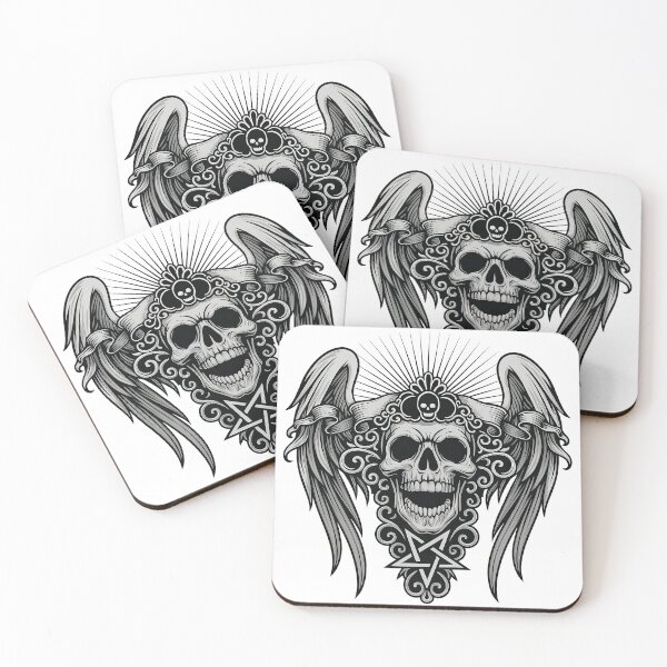 Item preview, Gothic Skull with Angel Wings and Ornate Details designed and sold by ArtfulWeave.