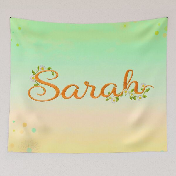 Item preview, Sarah Name Floral Embroidery Daisy Cursive Cottagecore Decor designed and sold by JOSTH.