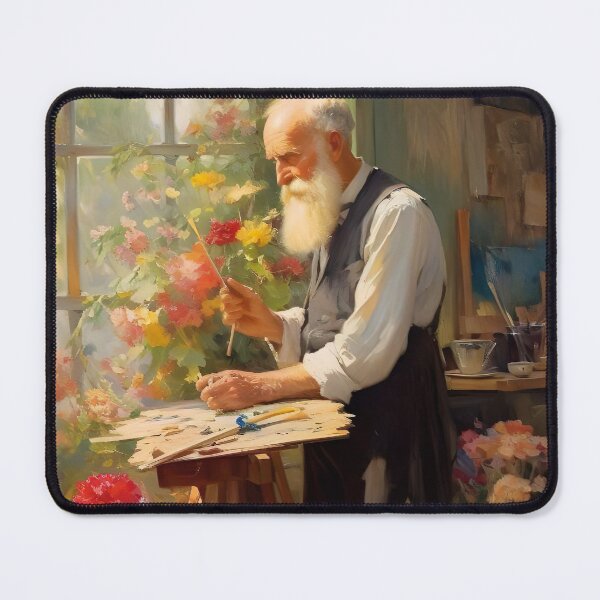 Item preview, Old Man In A Flower Salon, Man Making Flowers, Flower Shop Painting, Flowers Floral Art, Flower Man Painting, Botanical Downloadable Art designed and sold by SavageVision.