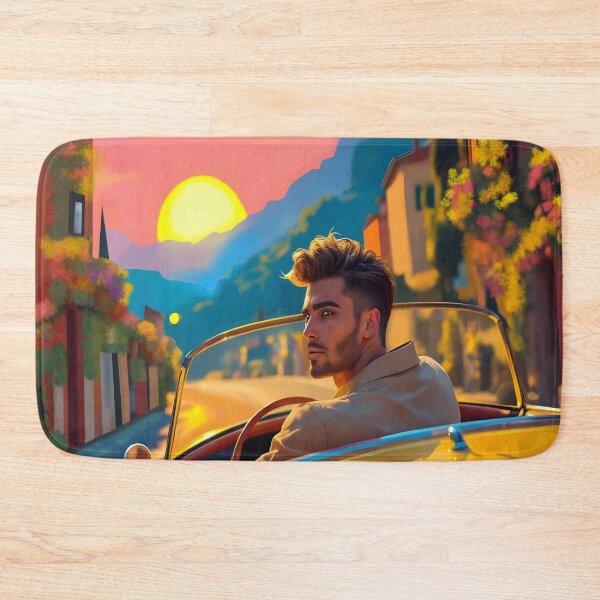 Item preview, Vintage convertible lemon yellow "Cyber Lemon" convertible - Romantic yellow car from Felia in Italian style for T-shirts designed and sold by Felia001.