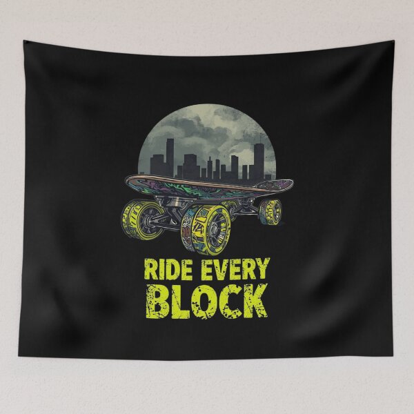 Item preview, Ride Every Block: Urban Skateboard Graffiti Wheels Cityscape Design designed and sold by Tucker-Art.