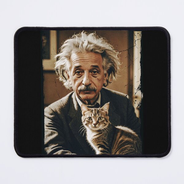 Item preview, Vintage / Retro Albert Einstein with a Kitty! designed and sold by Strong Paw Apparel.