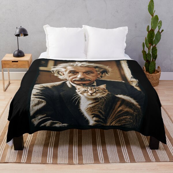 Item preview, Vintage / Retro Albert Einstein with a Kitty! designed and sold by Strong Paw Apparel.