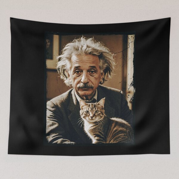 Item preview, Vintage / Retro Albert Einstein with a Kitty!  designed and sold by Strong Paw Apparel.