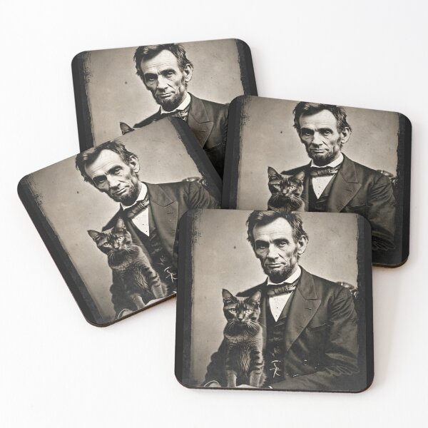 Item preview, Vintage / Retro Abraham Lincoln and a Kitty!  designed and sold by Strong Paw Apparel.