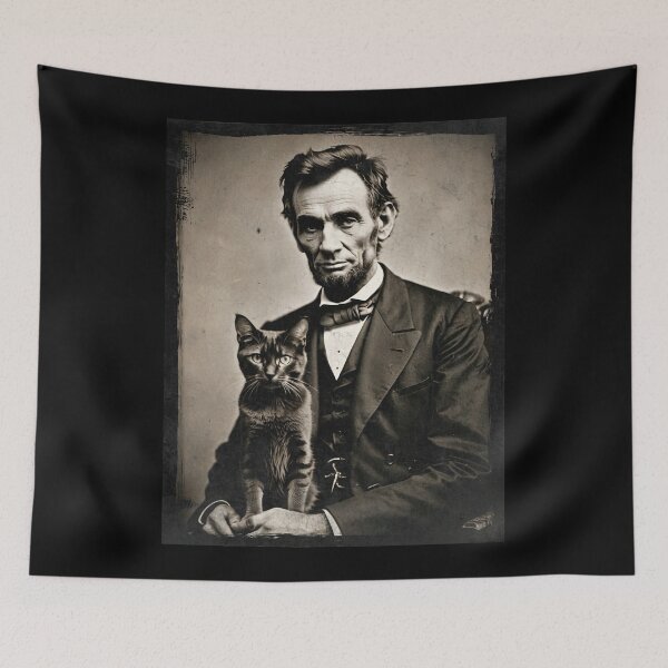 Item preview, Vintage / Retro Abraham Lincoln and a Kitty!  designed and sold by Strong Paw Apparel.