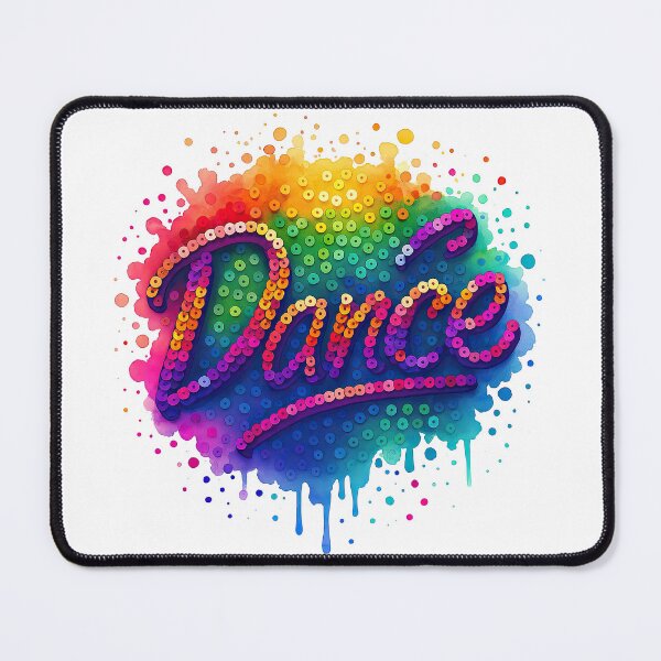 Item preview, Colorful Sequin Dance Typography with Rainbow Splashes designed and sold by ArtfulWeave.