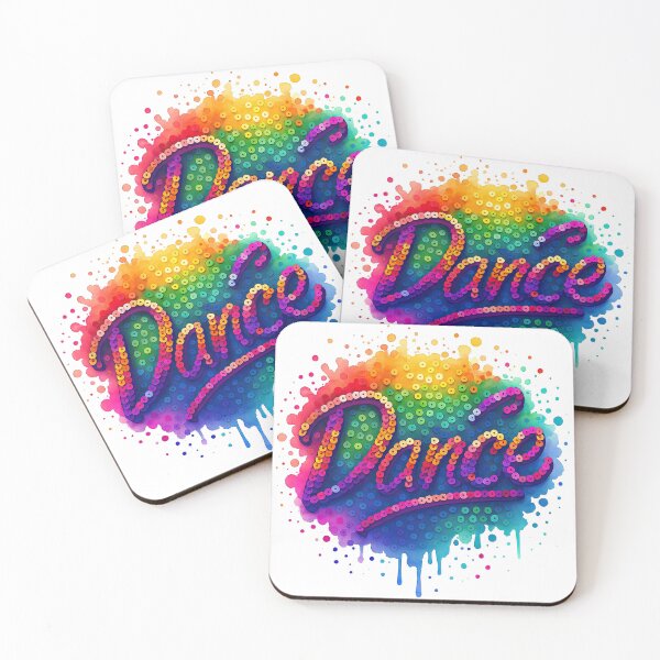 Item preview, Colorful Sequin Dance Typography with Rainbow Splashes designed and sold by ArtfulWeave.
