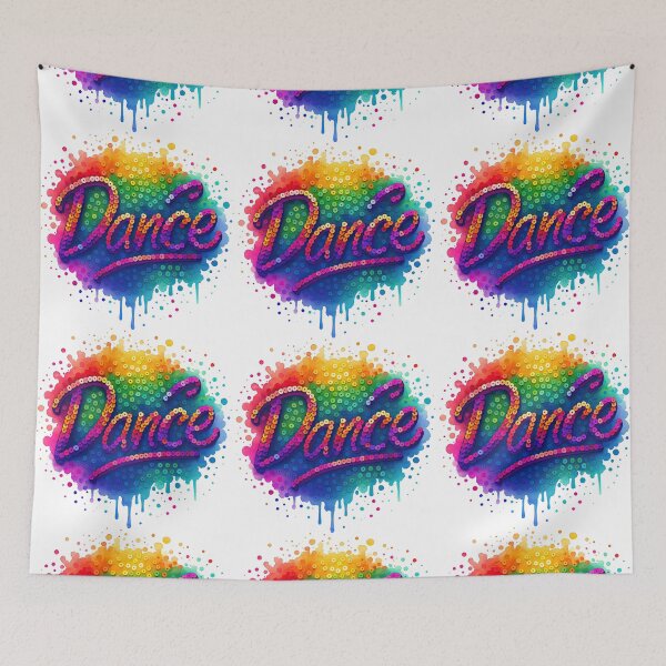 Item preview, Colorful Sequin Dance Typography with Rainbow Splashes designed and sold by ArtfulWeave.