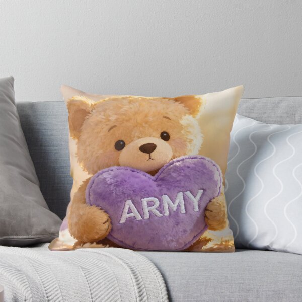 Item preview, Purple Heart ARMY – Cute Teddy Bear Fan designed and sold by Buttonquill.