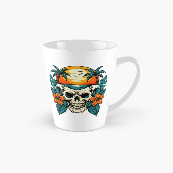 Item preview, Tropical Skull with Sunset and Palm Trees Illustration designed and sold by ArtfulWeave.