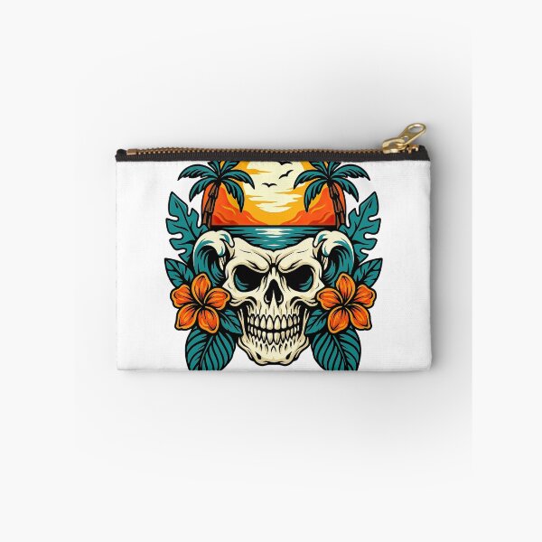 Item preview, Tropical Skull with Sunset and Palm Trees Illustration designed and sold by ArtfulWeave.