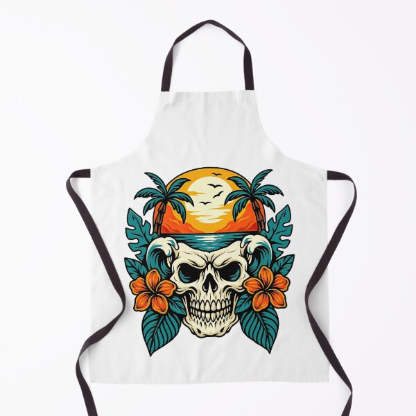 Item preview, Tropical Skull with Sunset and Palm Trees Illustration designed and sold by ArtfulWeave.