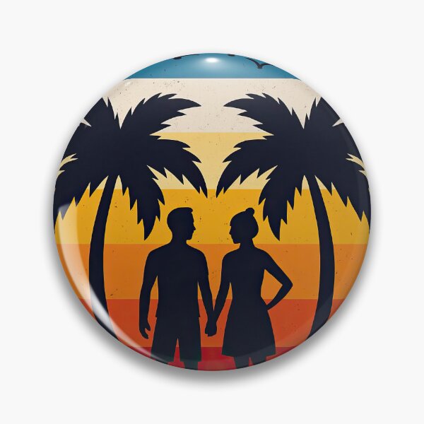 Item preview, Romantic Sunset Silhouette Couple with Palm Trees designed and sold by ArtfulWeave.