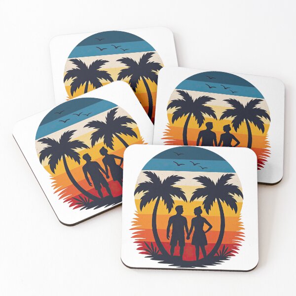 Item preview, Romantic Sunset Silhouette Couple with Palm Trees designed and sold by ArtfulWeave.