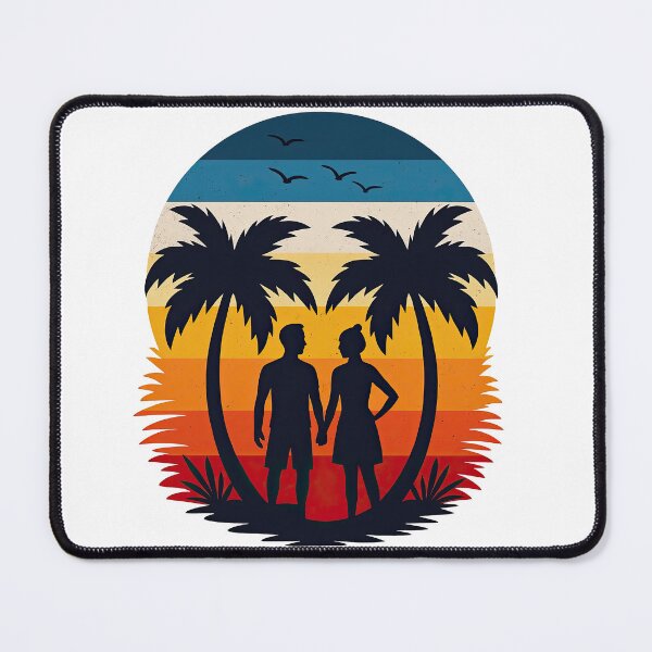 Item preview, Romantic Sunset Silhouette Couple with Palm Trees designed and sold by ArtfulWeave.