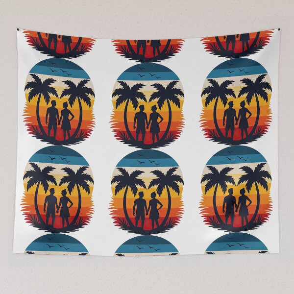 Item preview, Romantic Sunset Silhouette Couple with Palm Trees designed and sold by ArtfulWeave.
