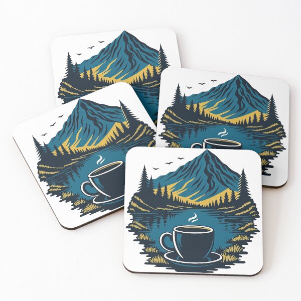 Item preview, Mountain Coffee Scene with Nature Reflection Art designed and sold by ArtfulWeave.