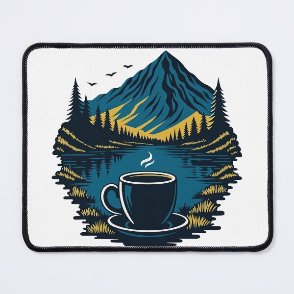 Item preview, Mountain Coffee Scene with Nature Reflection Art designed and sold by ArtfulWeave.