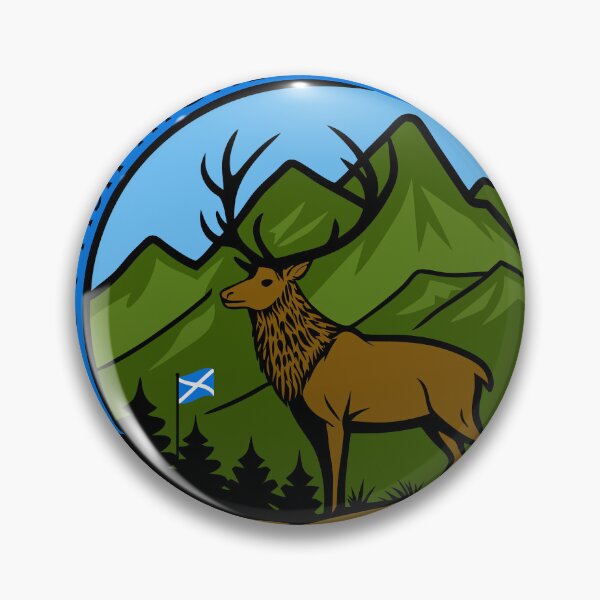 Item preview, Scottish Highlands round badge design with Highland Stag designed and sold by Aux Arc.