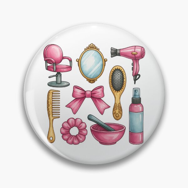Item preview, Vintage Hair Salon Tools in Pink and Gold Illustration designed and sold by ArtfulWeave.