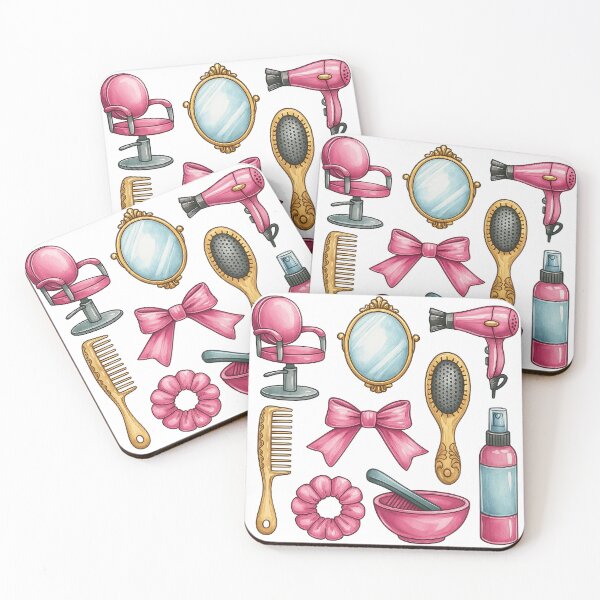 Item preview, Vintage Hair Salon Tools in Pink and Gold Illustration designed and sold by ArtfulWeave.
