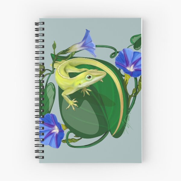 Item preview, Green Anole on leaf with Morning Glory  designed and sold by ArtbyMparrish .