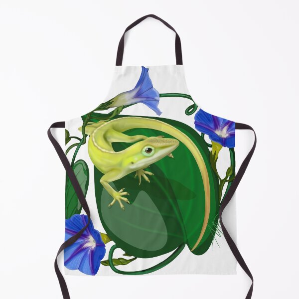 Item preview, Green Anole on leaf with Morning Glory designed and sold by ArtbyMparrish .
