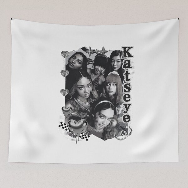 Item preview, KATEYE Kpop Y2K Group Black and White Collage Digital Art Portrait designed and sold by AJUNICE STUDIO.