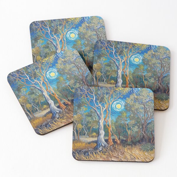 Item preview, Gum Trees Under Moonlight Australian Landscape Art designed and sold by ironbarkprints.
