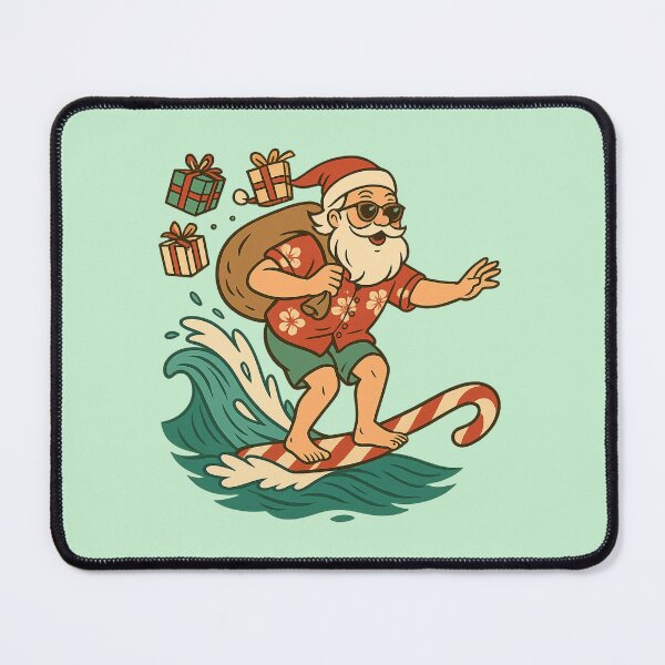 Item preview, Surfing Santa on Candy Cane Surfboard Retro Christmas Beach Holiday Funny Gift Design designed and sold by Eclipse 3699.