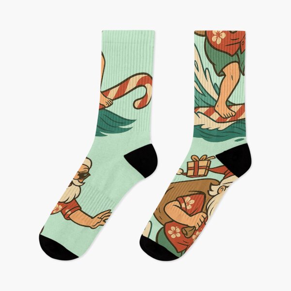 Item preview, Surfing Santa on Candy Cane Surfboard Retro Christmas Beach Holiday Funny Gift Design designed and sold by Eclipse 3699.