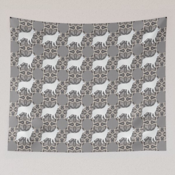 Item preview, White and Grey German Shepherd Mandala Body Silhouette designed and sold by DuFauna.