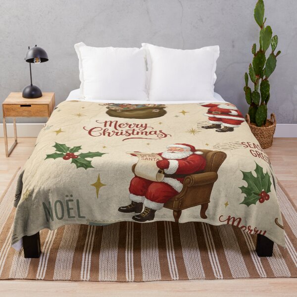 Item preview, Vintage 1940s Santa Christmas Card Pattern designed and sold by skysshobu.