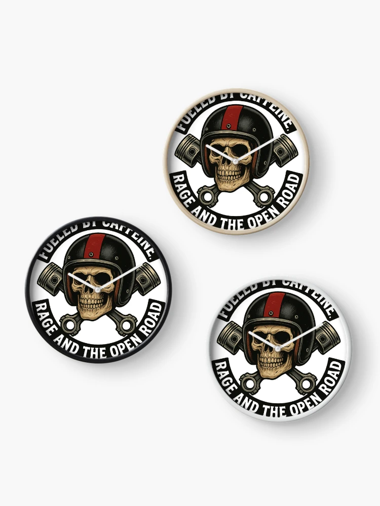 Thumbnail 3 of 4, Clock, Motorcycle Rage Fuel designed and sold by Redneckbrands.