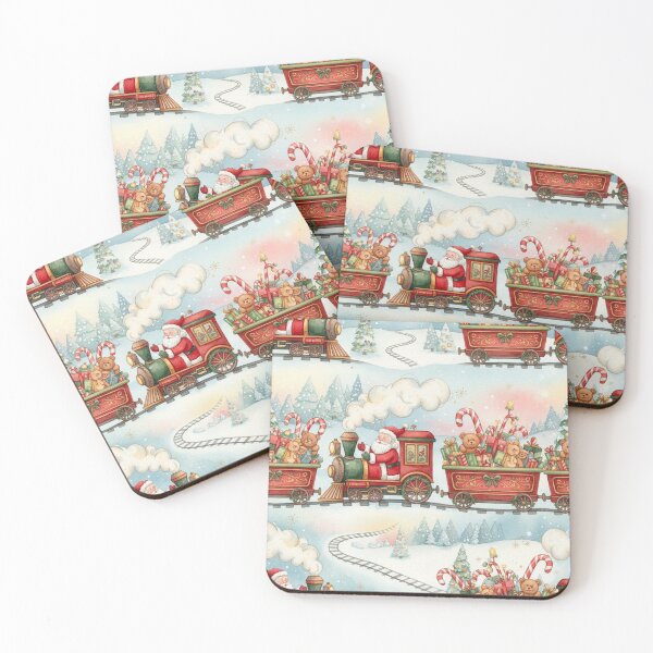Item preview, Santa’s Christmas Train Watercolor Pattern designed and sold by skysshobu.