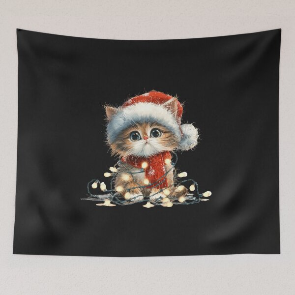 Item preview, Cute Christmas Cat Wrapped In Lights  designed and sold by diyoor.